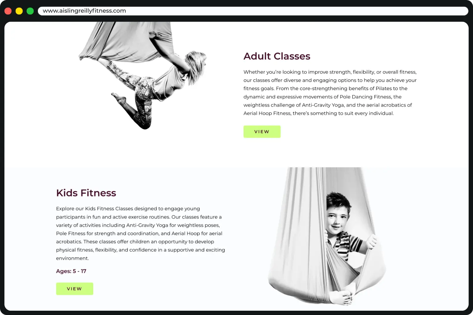 Website design for Aisling Reilly Fitness Navan