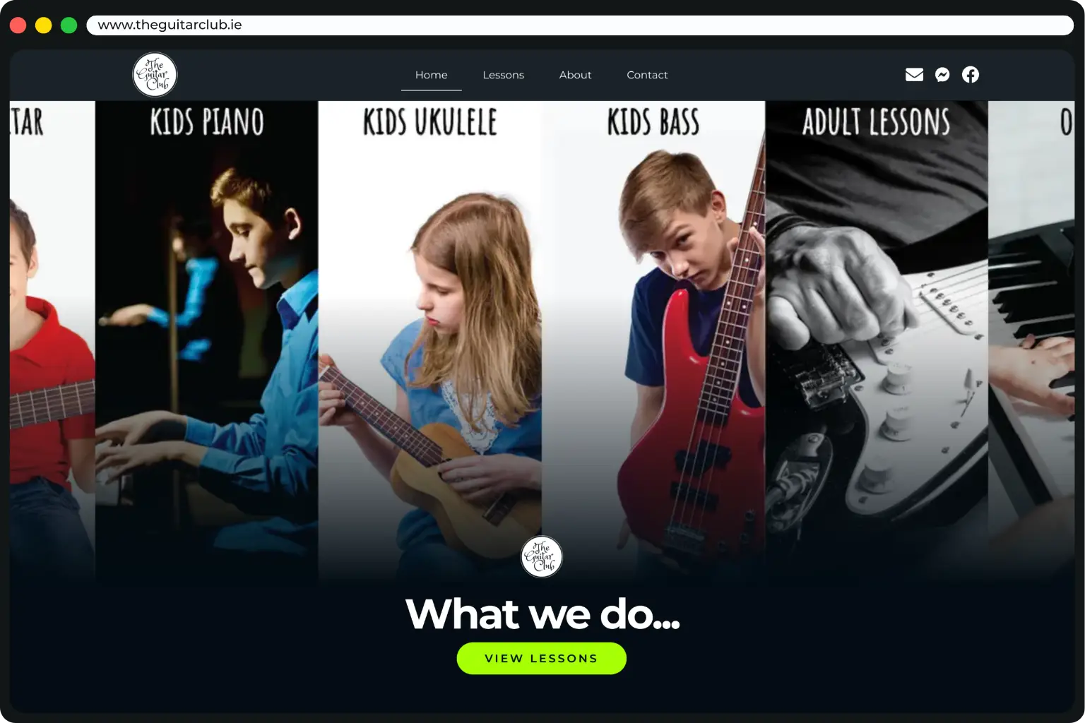 Website design for The Guitar Club Navan
